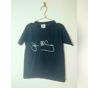 Vintage 1980s Nike John McEnroe Tennis T shirt Black Silver youth 10-12